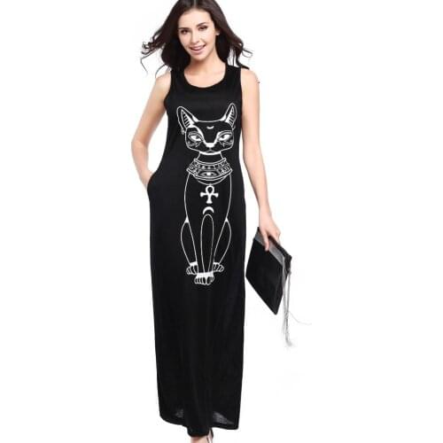 2019 Summer Sexy Cat Women one-piece long Dress Sleeveless Hot sell Tank Maxi dresses vestido longo