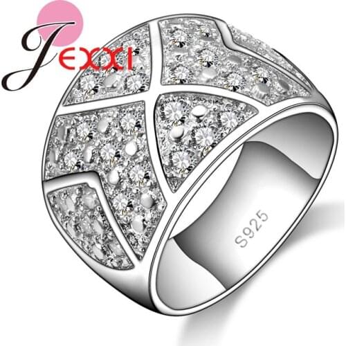 Luxury Broad 925 Sterling Silver Ring For Women/Men Crystal Fashion Finger Jewelry Cubic Zircon Wedding Engagement Rings