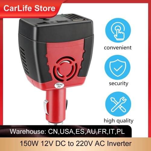 1pcs cigarette lighter Power Supply 150W 12V DC to 220V AC Car Power Inverter Adapter with USB Charger Port Drop Shipping