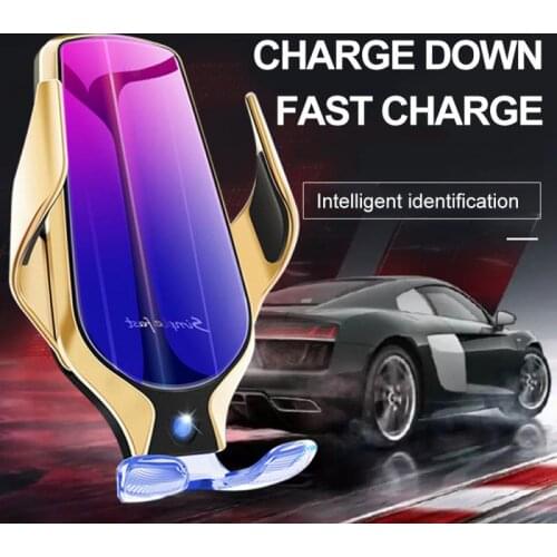 10W Qi Automatic Clamping Wireless Charger Car Phone Holder Infrared Auto Induction Car Wireless Charger Stand Fast Charging