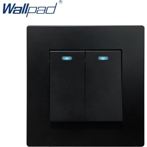 2 Gang 2 Way With LED Indicator Wallpad Luxury Wall Light Switch Rocker Switch 16A AC110~250V Black PC Panel