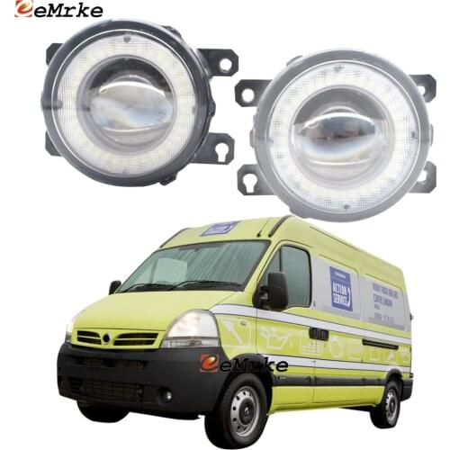 2 Pieces Car LED Lens Fog Lights Assembly Angel Eye DRL Daytime Runinng Light Lamp for Nissan Interstar X70 2003 2004 2005-2010