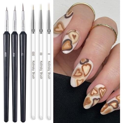 3pcs Nail Art Brush Nail Painting Pen DIY Acrylic UV Gel Brushes Draw Flower Hook Line Stroke Nail Pen Nail Decoration Tools