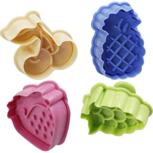 4pcs Fruit Pineapple/Strawberry/Grape/Cherry Cookie Biscuit Cutter Stamp Mold DIY Cake Molds Kitchenware Spring Die