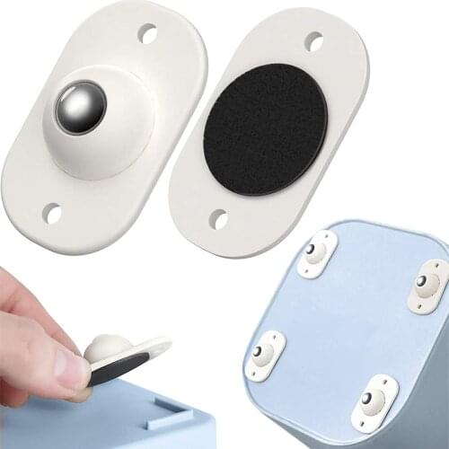 4Pcs Adhesive Casters Pulley Rollers 360 Degrees Universal Low-noise Storage Box Roller Paste Type Stainless Steel ABS Pulley