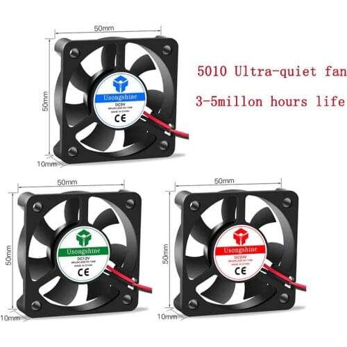 5010 DC5V/12V/24V 3D printer turbine Fan 5010 3d printer part fan 50mm (50*50*10mm) 2Pin Brushless Cooling Fan 5/12/24v Fan duct