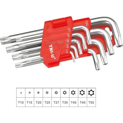 9 Pcs T30 T40 T45 T50 Security Torx Screwdriver w Foldable Yellow Black Holder