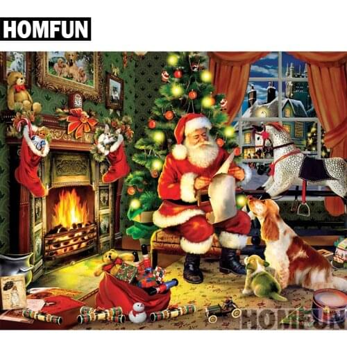 HOMFUN Full Square/Round Drill 5D DIY Diamond Painting "Christmas Gift" 3D Embroidery Cross Stitch 5D Home Decor A00788