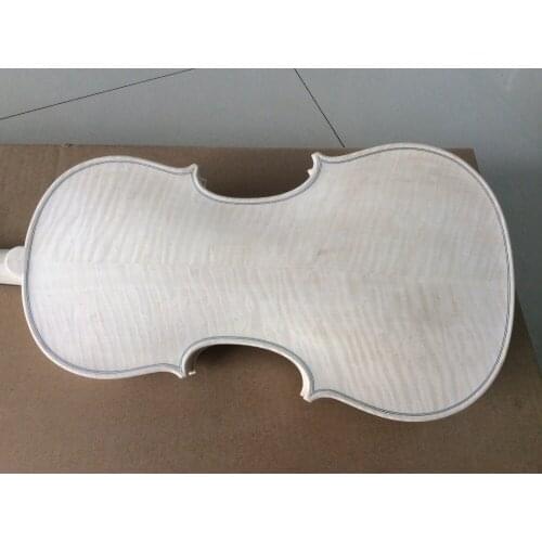 White violin 4/4 flamed maple wood back , spruce top Guarneri model 1741 violin parts