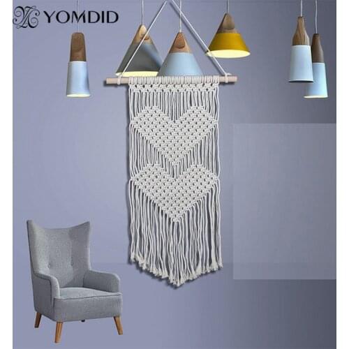 Bohemian Tapestry Wall Hanging tapestries Woven Wall Art Heart Pattern Macrame Tapestry boho macrame Home Decor tapiz pared tela