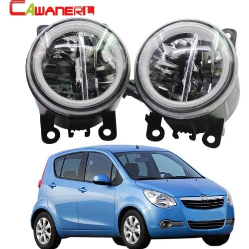 Cawanerl For Opel Agila (B) (H08) Hatchback 2008-2015 Car 4000LM LED Lamp Fog Light + Angel Eye Daytime Running Light DRL 12V