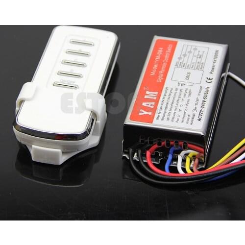 203F AC 220V Digital Remote Control Switch 4 Ways ON/OFF Controller For Light Lamp