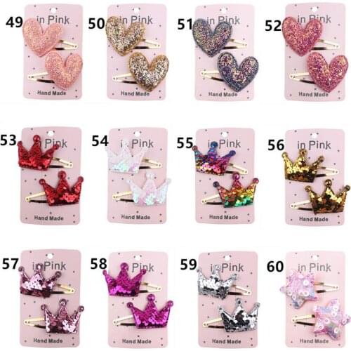 Gradient color flip sequin five-pointed star love crown child baby hairpin BB Hair Clips for Baby Girls Kids Hair Accessories