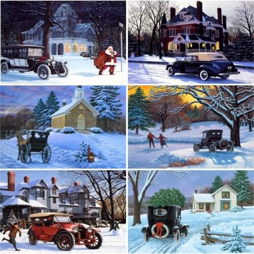EverShine Diamond Painting Car Full Square Cross Stitch Diamond Embroidery Landscape Picture Of Rhinestones Winter Handmade Gift