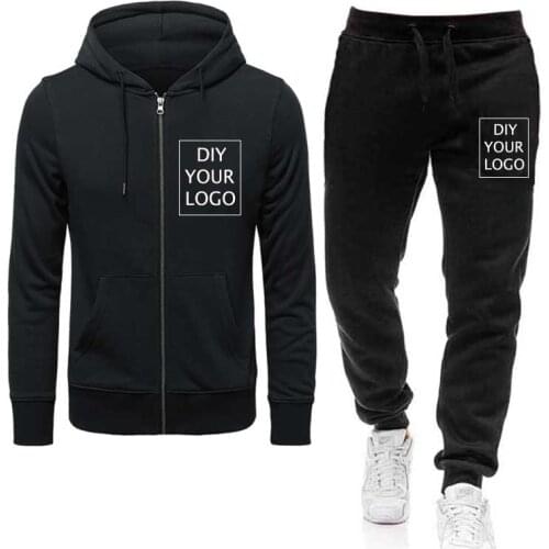 DIY Your Logo hoodies suits Print photos zipper hoodies and pants Custom Own brand Sweatshirts drop shipping Pullover tracksuits