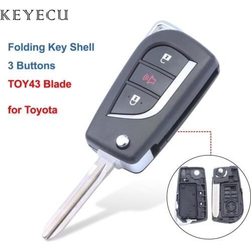 Keyecu Replacement Folding Flip Remote Car Key Shell For Toyota Corolla RAV4 Case 3 Buttons TOY43 Blade