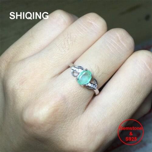 SHIQING Nature green emerald ring, promise ring, may birsthstone green bery boutique ring for love