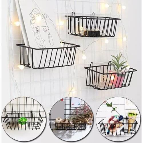 Wrought Iron Wall Mount Shelf Kitchen Hanging Basket Storage Wall Hanging Rack Organizer Kitchen Storage Bathroom Accessories