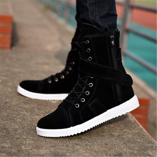 Fashion Warm Winter Men shoes Super Hot Men Ankle Boots Autumn Side Zip Footwear For Man New High Top Casual Sneakers Men Flat