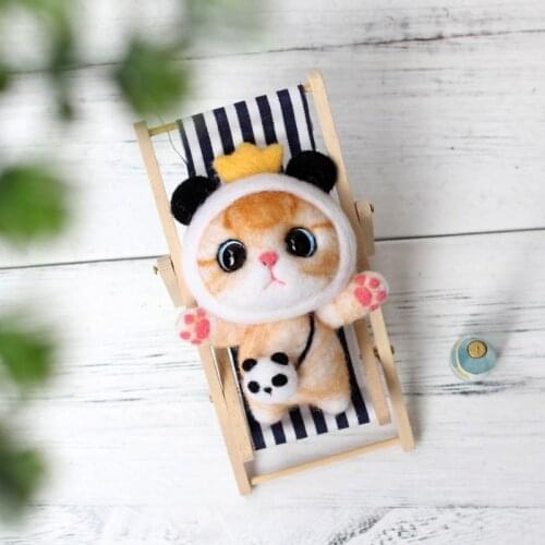 Doll With Panda Wool Felt Craft DIY Non Finished Poked Set Handcraft Kit For Needle Material Bag Pack Dropship