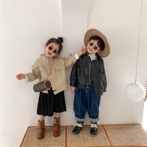 2021 autumn new Korean childrens leather jacket kids jacket jackets for girls baby girl coat
