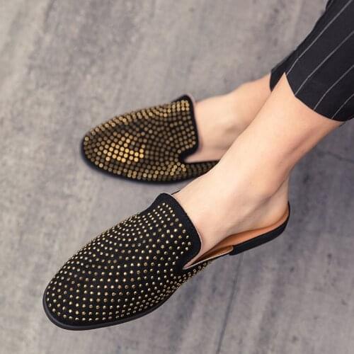 Popular mens mule light sandals mens breathable slippers diamond design semi casual shoes outdoor flat shoes zapatillas hombre