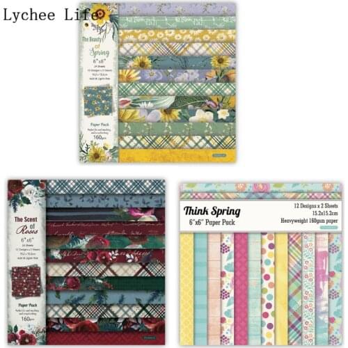 Lychee Life 3x12Pcs Vintage Flower Scrapbooking Paper Packs Pad Material For Cards Making Background Decorative Diy Paper Crafts