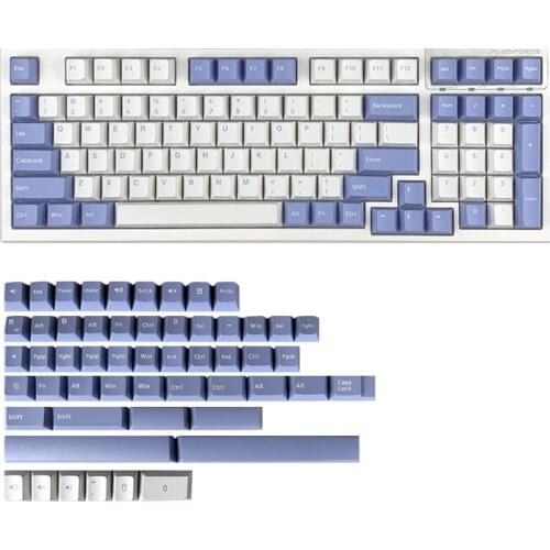 Chosfox PBT Double Shot Mechanical Keyboard Keycaps 152 Keys Cherry Profile MX Kailh Switch Violet/White Keycaps kit 68 98 104M