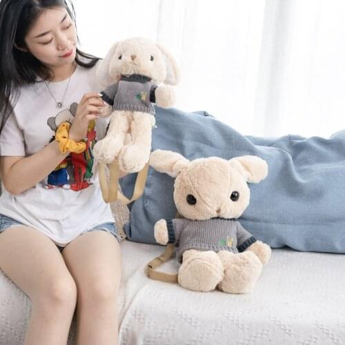 35/50cm Kawaii Rabbit Plush Backpack Cute White Rabbit Soft Plush Toy Shoulder Bag Lovely Doll Children Kids Girls Birthday Gift