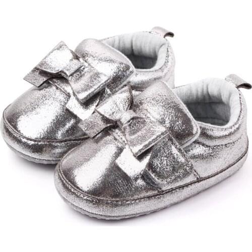 Newborn PU Leather Fashion Toddler Soft Sole Shoes With Bowknot Baby Girl Cute Lace-up Sports Shoes 0-18M