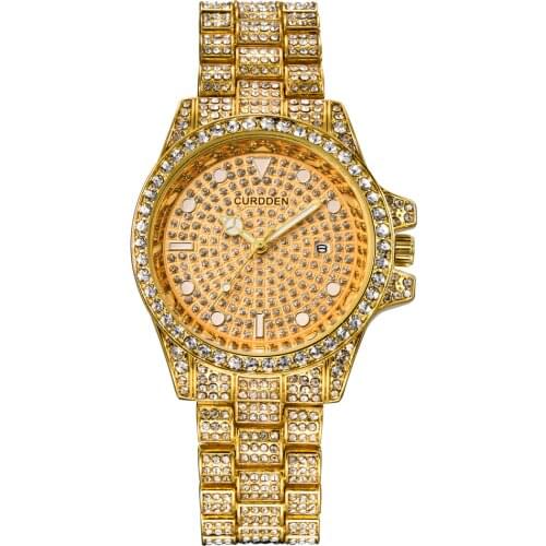 CURDDEN Brand Watches Mens Simple Diamond Date Quartz Watch Male Business Gold Gifts Clock Montre Homme de Marque 1515