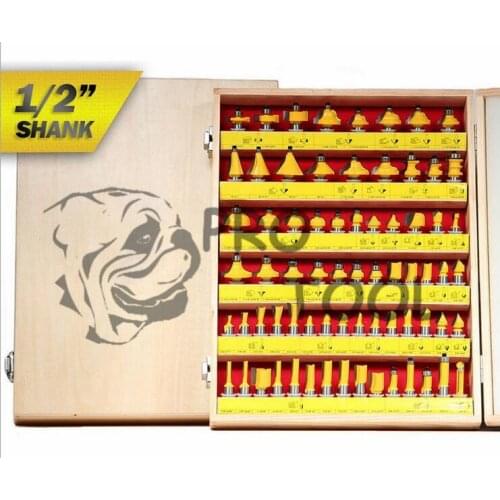 Drillforce 70PCS 1/2"(12.7mm) Router Bits Set Professional Shank Tungsten Carbide Router Bit Cutter Set +Wooden Case For Wood