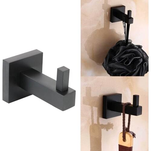 Bathroom Hardware Single Robe Hook Stainless Steel Black Painted Kitchen Hooks Wall Mounted Clothes Hat Towel Hanger