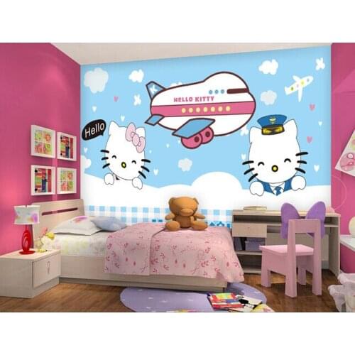 Custom natural material wallpaper, cartoon cat for paradise children room bedroom wall waterproof fabric papel DE parede