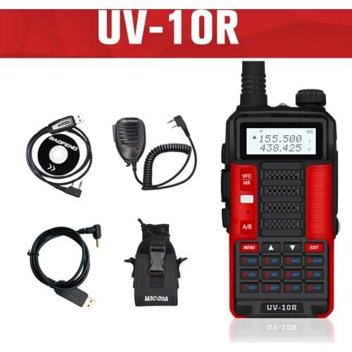 UV-10R Walkie Talkie Original Baofeng Two Way Ham Radio Long Range 30KM 10W 4800mAh 128CH USB Charger HF Transceiver For Hunting