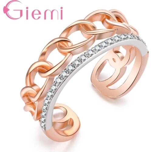 Good Selling Different Design Rose Gold Opening Finger Rings With Austrian Crystal Cubic Zirconia For Ladies Women Gift