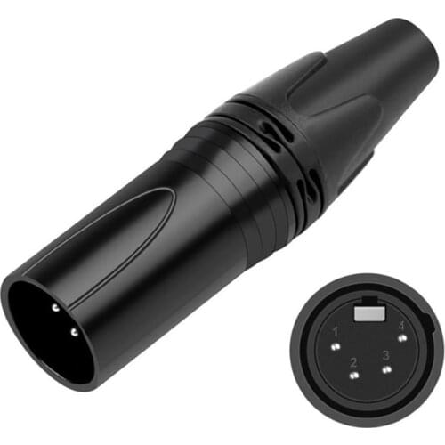 XLR Connector 4 Pin Male Cannon Plug XLR Adapter For Microphone Mixer Amplifier Speaker Terminal Audio Jack OD 6MM 1PC Black