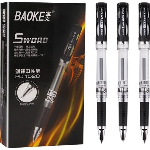 Baoke PC1528 Gel Pen Black 12 Branches Refill Carbon Ink Pen Student Special Pen 0.5mm Office Supplies Quick-drying Red Blue