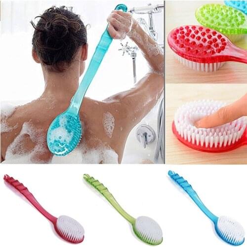 Long Handled Bath Shower Back Brush PET Body Scrubber PS Plastic Massager Skin Cleaning Tool