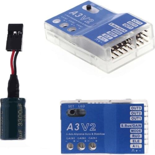 3 Axis Gyro A3 V2 Aeroplane Flight Controller Stabilizer for RC Airplane Fixed-wing Copter