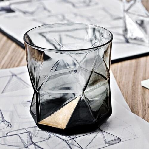 Creative color glass household heat resistant tea water cup juice drinkware personality Whisky beer wine glass grey 50JB033