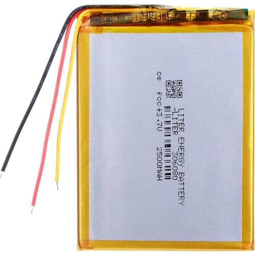 Polymer lithium battery 306080 2500 mah PDA smart tablet computer 3.7 v Rechargeable Battery For MP5 GPS DVD Camera Speaker