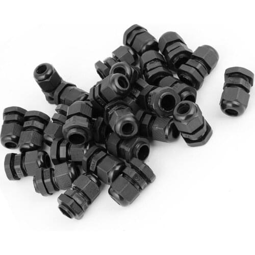 WSFS Hot 36 Pcs Black PG9 Plastic Connector Gland for 4mm-8mm Cable