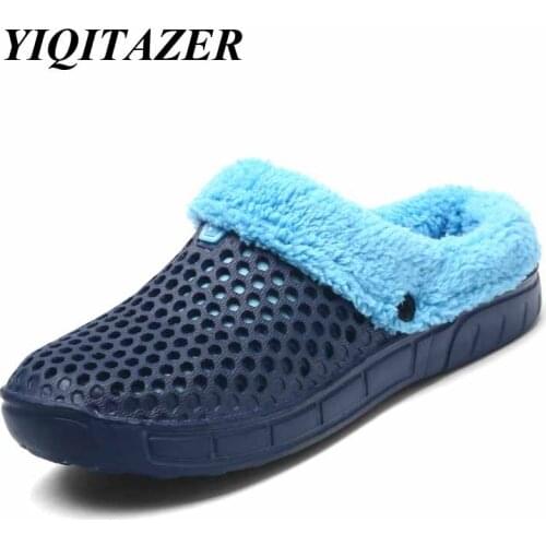 YIQITZER 2019 New Fashion Winter Wool Slippers Men,Footwear Flip Flops Man Shoes bedroom Style Plush Indoor Home Shoes Men
