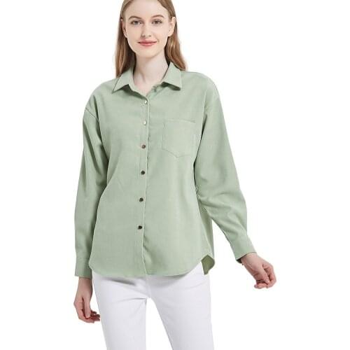 Womens Long Sleeve Button Up Shirt Classic Blouse Casual Solid Loose Boyfriend Style Ladies Plus Size Tops spring New AYAOZTT