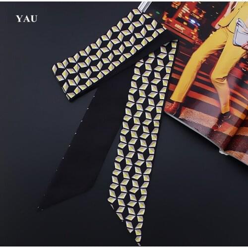 Brand 95cm*5cm Eyebrow Eye Printed Bag Strap Small Scarf Women Twill Silk Scarf Headband Long Scarves Bag Accessories Ribbon