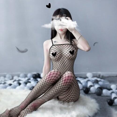 Plus Catsuit Sex Mesh Fishnet Tights Body Suit Stockings Women Erotic Lingerie Sexy Open Crotch Teddies Bodysuits Bodystockings