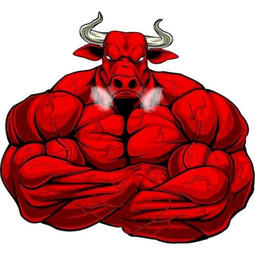 1 Pcs 15x13.6 Cm Red Angry Bull Stickers Funny Sticker Skateboard Computer Luggage Car Stickers