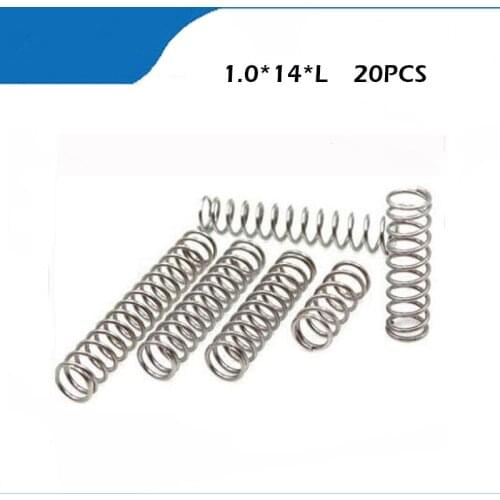 20pcs 1.0*14*L 304 Stainless Steel Tension Spring Extenson Springs non-corrosive Ccompression Spring Eelectrical Springs