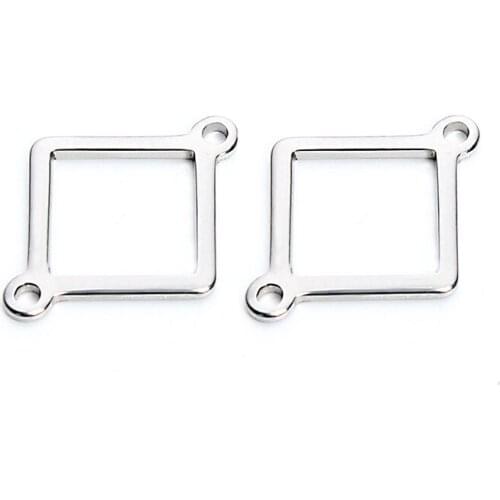 20pc/lot 22x17.5mm Silver Tone Stainless Steel Geometric Connectors Charms Pendants DIY Necklace Jewelry Findings Accessories